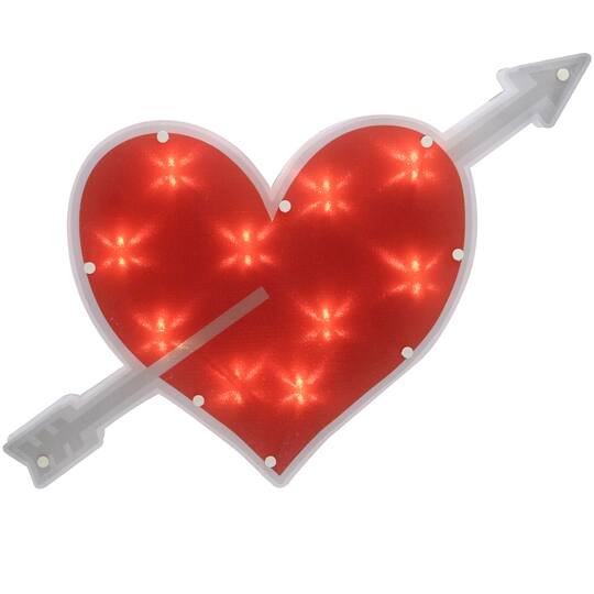 Northlight 18in Lighted Red Heart With Arrow Window Silhouette Decoration Valentines Day Yard Art, One Size, Red